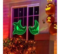 Luminous Halloween Eyes Pendant Double Sided Glow in Dark Hanging Ornament for Scary Party Effects and Outdoor Window Decorations (D)