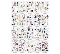Luminous Halloween Temporary Tattoos for Kids, 20 sheets Halloween Glow In The Dark Face Body Temporary Tattoo for Boys and Girls,Bulk Halloween Prizes Treat or Trick party makeup gifts