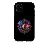 Luminous Hummingbird Flower Mandala Design Case for iPhone 11
