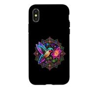 Luminous Hummingbird Flower Mandala Design Case for iPhone X/XS