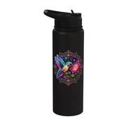 Luminous Hummingbird Flower Mandala Design Stainless Steel Insulated Water Bottle