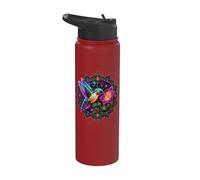 Luminous Hummingbird Flower Mandala Design Stainless Steel Insulated Water Bottle
