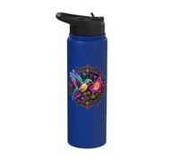 Luminous Hummingbird Flower Mandala Design Stainless Steel Insulated Water Bottle