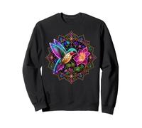 Luminous Hummingbird Flower Mandala Design Sweatshirt