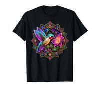 Luminous Hummingbird Flower Mandala Design T-Shirt