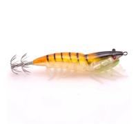 Luminous Imitation Wood Shrimp Squid Hook No. 2.5 No. 3. Soft-footed Sea Fishing Lua Fluorescent Bait(Golden,90mm)