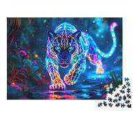 Luminous Leopard Jigsaw Puzzle for Adults 1000 Piece Jigsaw Puzzle Vibrant Forest Relaxation Home Decor 52x38cm/1000pcs