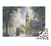 Luminous London Bus Puzzles 1000 Piece Puzzle Challenge Toy Adults And over 12 Years Old Impossible Jigsaw Puzzle Family Fun Jigsaws Puzzles Home Decoration Gift 52x38cm/1000pcs