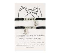 Luminous Love Bead Friendship Couple Draw Hook Card Bracelet Adjustable Hand Rope Women Pearl Necklace Set (Black, One Size)