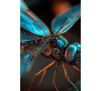 Luminous Metal Dragonfly Journal: Dreamy Zen Writing Notebook with Glowing Steampunk Wings | Surreal Cyberpunk Art, Peaceful & Whimsical Design