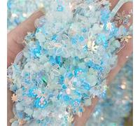 Luminous Nail Neon Glitter Sequin Mixed Star Heart Flower Gillter Sequin Fluorescent Flake Glow in The Nail Art Manicure Decor-Glow blue-10g