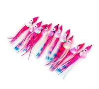 Luminous Octopus Squid Skirt Fishing Lure Set, Soft PVC Glow BaitSaltwater and Freshwater Jigging, 5cm 6cm 10cm Sizes, Suitable Trolling TackleBass,(10cm Pink)