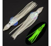 Luminous Octopus Squid Skirt Fishing Lure Set, Soft PVC Glow BaitSaltwater and Freshwater Jigging, 5cm 6cm 10cm Sizes, Suitable Trolling TackleBass,(5cm White)