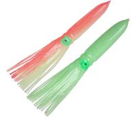 Luminous Octopus Squid Skirts Fishing Lures, 11.8inch Glow Soft Plastic Trolling Lures Saltwater Hollow Squid Bait Lure for Bass Halibut Trout (2PCS)