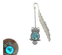Luminous Owl Feather Bookmark Retro Luminous Bookmark Study Stationery， Owl Gifts，Bookmarks for Children，Magic Bookmarks(Antique Silver)