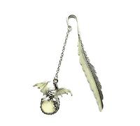Luminous Owl Feather Magic Bookmarks - Pterosaur, Owl & Dragon (Antique Silver)
