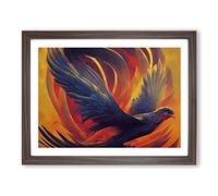 Luminous Phoenix Bird Framed Print | A2 Walnut Framed Wall Art | Ready to Hang | Modern Nature Picture | Living Room Bedroom Lounge Office