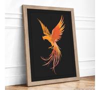 Luminous Phoenix Fantasy Framed Wall Art Print A3 (42×29.7cm) Oak, Wall Decor for Living Room, Bedroom, Office & Home, Ready to Hang, Art Gift