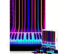 Luminous Piano in Neon Jigsaw Puzzle 1000 Piece Calm Game Serene Game Joyful Challenge (38x26cm)