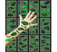 Luminous Racing Car Kids Tattoos, 12 Sheets Glow In The Dark Temporary Tattoos for Boys, Birthday Party Favours
