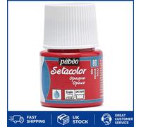 Luminous Red Setacolor Opaque Fabric Paint 45ml - Brush Included, Indoor Use