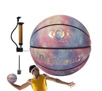 Luminous Reflective Basketball - Self PU Leather Ball, Luminous Wonder | Size 7 Durable Street Basketball with Holographic for Sports Matches Outdoor Fun