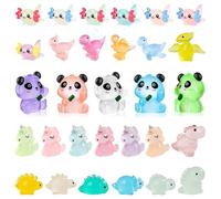 Luminous Resin Animals, 30 Pcs Little Animals Glow in The Dark Mini Resin Tiny Axolotl Panda Dinosaurs Unicorn for Dollhouse Micro Garden Landscape Decoration