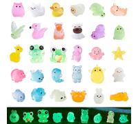 Luminous Resin Animals, 30 Pcs Mini Resin Animals Mixed, Tiny Marine Miniature Plastic Animal, Glow in the Dark for Potted Micro Landscape Fairy Garden Aquarium Dollhouse Decor