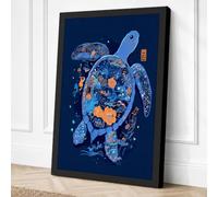 Luminous Sea Turtle Coastal Canvas Wall Art Print 36x24 Inch