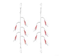 Luminous Shrimp Mimic For Sabiki String Hook Assembly with Five Reflective Fish Hooks for Saltwater Shore and Boat Angling (9# red)