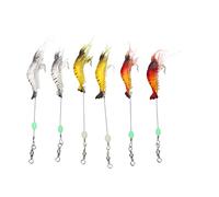 Luminous Soft Silicone Shrimp Bait with Bead Swivels Hook 6PCS Realistic Artificial Fishing Lures for Night Fishing and Saltwater Freshwater Stainless Steel Hooks Vivid Colors