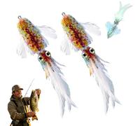 Luminous Squid Feather Fishing Lure with Soft Feather Tail, 3D Fluorescent Squid Jigs Lifelike Lures Set, Glow-in-the-Dark Soft Bait for Night Fishing & Saltwater Angling (2pcs)