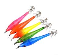 Luminous Squid Fishing Hook Needle With Strong Swivels And Fluorescent Tail, Streamlined Design For Smooth Water Entry, Designed For Shrimp Fishing, 5pcs(color mixing)