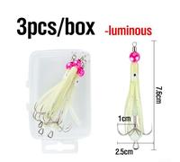 Luminous Squid Hooks 10pcs Box, Glow in Dark Fishing Lures Soft Hooks for Cuttlefish Octopus Sea Boat Saltwater Fishing(D)