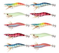 Luminous Squid Jig Fishing Lures, 5pcs/10pcs Saltwater Glow Squid Jigs Hooks Shrimp Prawn Lures Fluorescent Sleeve Octopus Cuttlefish Sea Fishing Baits Kit