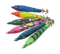 Luminous Squid Jig Hooks Noctilucent Rubber Squid Jig Hook Luminous 3D Bead Bait Simulated Shrimp Texture Rust-Resistant Metal 80mm 5g for Night Deep Water Fishing(D)