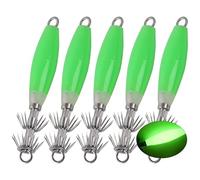 OROOTL Luminous Squid Jig Hooks Saltwater, 5pcs/10pcs Glow Squid Jigs Kit Fluorescent Cuttlefish Sleeve Jig Octopus Squid Lures Hard Fishing Bait Set with Tackle Box