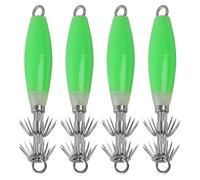 Luminous Squid Jig Hooks, Saltwater Fluorescent Fishing Lure Bait Hooks Cuttlefish Sleeve Jig Glow Squid Jigs Octopus Fishing Lures Set(4pcs)