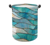 Luminous Stained Glass Ocean Ripples Laundry Baskets Laundry Hamper Waterproof Foldable Storage Bin Dirty Clothes Laundry Basket for Living Room Bathroom