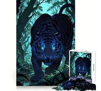Luminous Stalker︰ The Ethereal Tiger's Realm Hard Jigsaw Puzzle for Adults 1000 Pieces Strong Logic Neat Thick Fun Challenge Night Play (50x75cm)