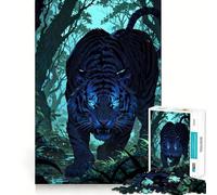 Luminous Stalker︰ The Ethereal Tiger's Realm Jigsaws 1000 Pieces for Adults Decompress Game Bright Detail Playful Challenge Night Game (38x52cm)