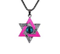 Luminous Star Of David Necklace Glow In The Dark Hexagonal Star Necklaces Halloween Hip Hop Devil'S Eye Choker Pendant For Women Men Jewelry Gift Purple