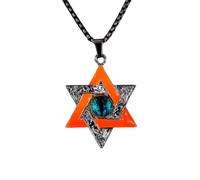Luminous Star Of David Necklace Glow In The Dark Hexagonal Star Necklaces Halloween Hip Hop Devil'S Eye Choker Pendant For Women Men Jewelry Gift Orange