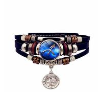Luminous Starry Sky 12 Constellation Bracelet, Asian Retro Handmade Multi-Layer Beaded Bracelet Jewelry,Retro Punk Mens Womens 12 Constellation Zodiac Sign Bracelet Braided Leather ,Sagittarius,17Cm+