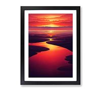 Luminous Sunset Framed Print | A3 Black Framed Wall Art | Ready to Hang | Modern Landscape Picture | Living Room Bedroom Lounge Office