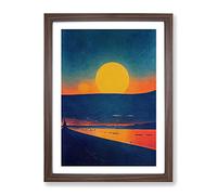 Luminous Sunset View Framed Print | A2 Walnut Framed Wall Art | Ready to Hang | Modern Landscape Picture | Living Room Bedroom Lounge Office