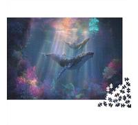 Luminous Swimming Whale Puzzles 1000 Piece Challenge Toy Adults And over 12 Years Old Impossible Jigsaw Puzzle Family Fun Jigsaws Puzzles Home Decoration Gift 52x38cm/1000pcs