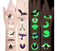 Luminous Temporary Tattoos for Kids-10 Sheet Glow In The Dark Bat Tattoos for Boys and Girls, Halloween Decorations Cosplay Face Makeup Accessories, Party Favors
