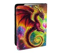 Luminous Twin Dragons Printed Passport Holder,Travel Pu Leather Passport Cover Case Organiser for Men Women,6.5 Inch