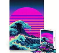 Luminous Vaporwave Tides 1000 Pieces Puzzles for Adults Cognitive Train Indoor Play Pattern Build (38x52cm)